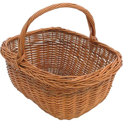 Cesta Cestino Cesto di Vimini Spaccato Per Funghi 39x34xh28cm Marrone (1/3)