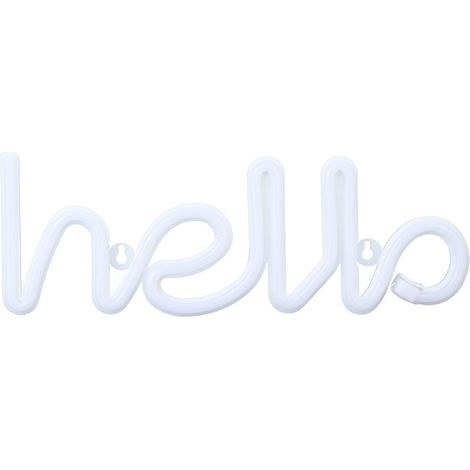 Enseigne lumineuse LED néon « Hello » - Décoration murale pour mariage/fête - Alimentation USB/piles - Bleu
