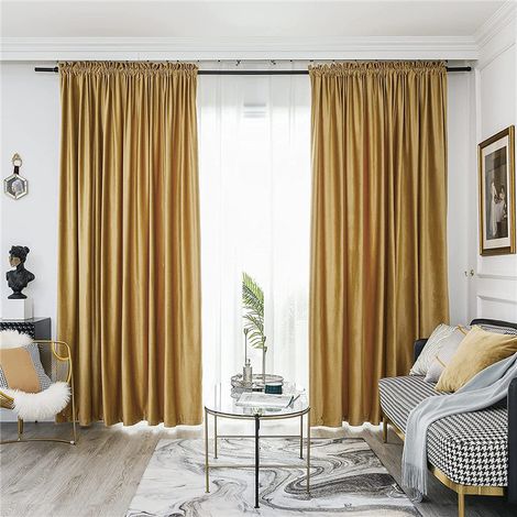 Rideau occultant pour salon, rideau isolant thermique, rideau en velours uni, convient pour la chambre et le salon, lot de 2 (150 x 250 cm).