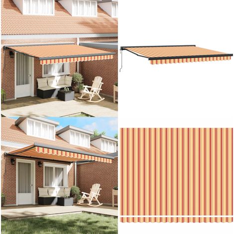 Markise Einziehbar Gelb und Weiß 4x3 m Stoff und Aluminium - Markise - Sonnenschutz - Gartendekoration - Außenmarkise - Elektrische Markise - Home & Living (1/5)