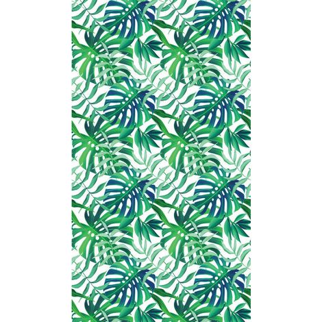 Foliage, rideau imprimé gros feuillage vert 140x245 cm, 1 pièce (1/2)