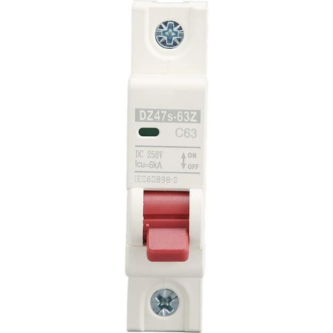 Disjoncteur, disjoncteur Miniature DC 1P 63a Montage sur Rail DIN DC250V 6000a capacité de Rupture DZ47s 63Z C63 pour système Solaire PV (1/5)