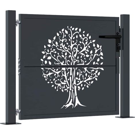 Maison Exclusive - Gartentor Anthrazit 100x75 cm Stahl Baum-Desig (1/5)