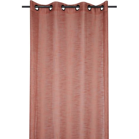 Voilage uni à œillets - Effet lin Terracotta 135x260 cm