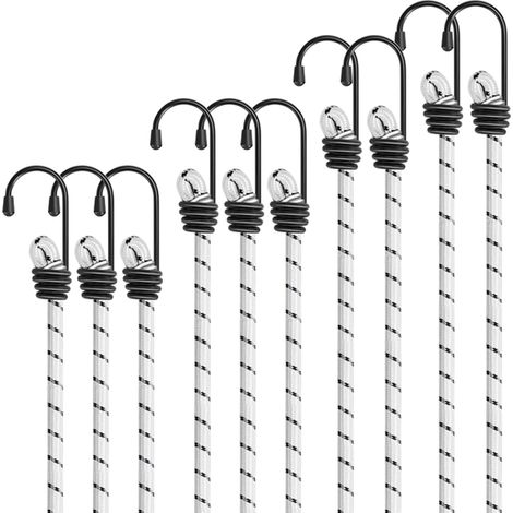 Bungee Ropes Heavy Duty Bungee Cord Set of 10 Pieces 100cm White Bungee Cords with Hooks for Furniture Protection Trolleys Camping Tents Motorcycles E10S (1/5)