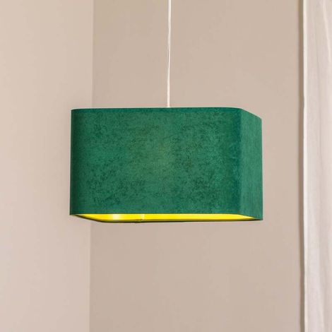 [NEUWERTIG] B-Ware Hängeleuchte Kwadro LED Pendelleuchte dimmbar grün gold 40x40cm Velourstoff (1/2)