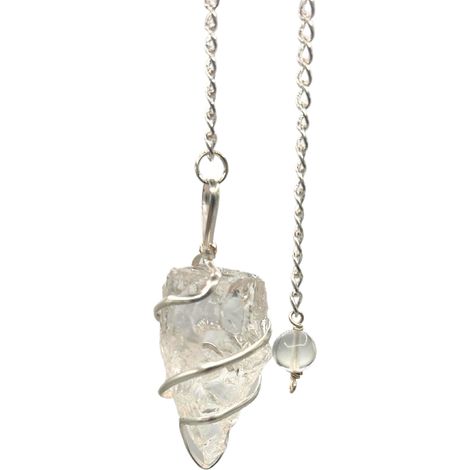 Pendule de pierres précieuses brutes - Quartz de roche- Vendu par 1 (1/4)