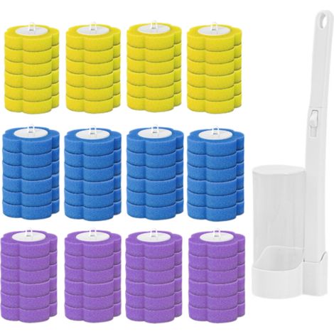 Ensemble de brosses de toilette jetables avec support pour le nettoyage de la salle de bain (3 parfums) (1/3)
