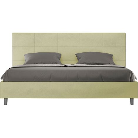 Letto Matrimoniale King Size 180x200 cm Senza Rete Imbottito in Microfibra Mika Tè Verde (1/5)