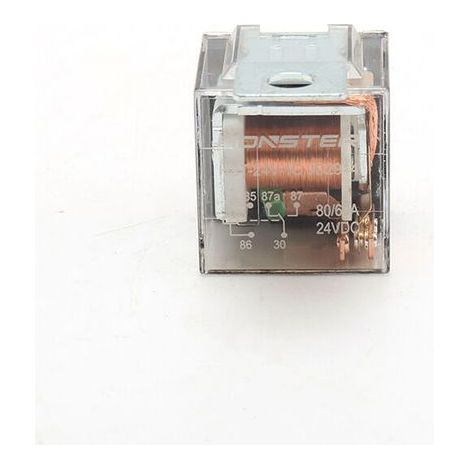 Relais automobile à double contact 80A 12V/24V à boîtier transparent, normalement ouvert, 80A-24V à cinq broches. (1/4)