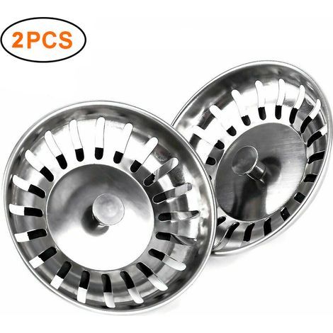 Bouchon d'évier inox 2 pièces, filtre durable anti-saleté, passoire de vidange pour cuisine (1/5)