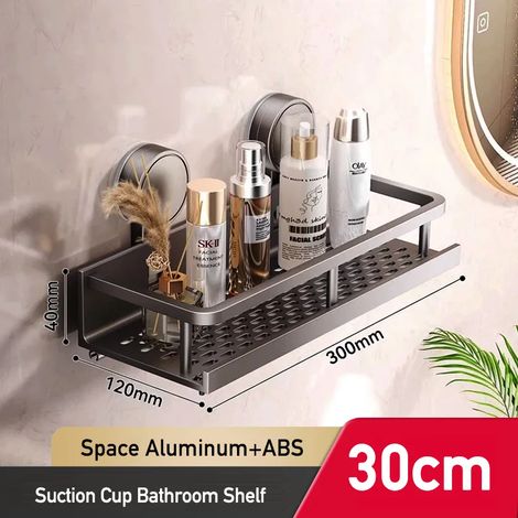Étagère de salle de bain à ventouses (30 cm) en aluminium, sans perçage, pour douche, salle de bain ou toilettes. Organisateur mural. (1/5)
