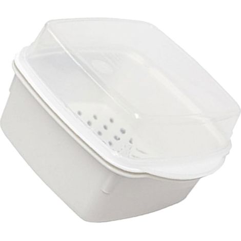 Boîte de cuisson vapeur double couche, panier vapeur en plastique pour micro-ondes avec couvercle, ustensile de cuisine de pour légumes et poissons (1/5)