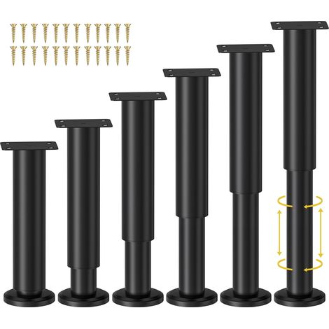 Wlrrcwdttc 6 Stück höhenverstellbare Bettfüße für Bettgestell/Mittellatte, verstellbare Möbelfüße aus Metall (18–31 cm) für Bett/Sofa/Schrank/Couch/Kommode/Tisch, Ersatz für schwere Bettfüße (1/5)