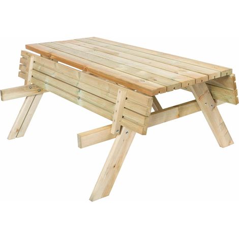 Picknicktisch mit Klappbänken 200 behandeltes Holz Gardiun 198x154x74 cm 42 mm 6-8 Personen