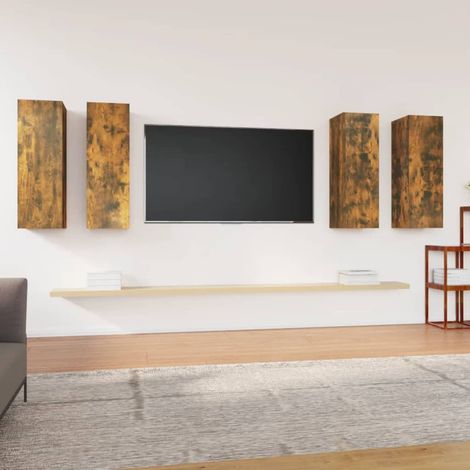 Meubles TV 4 pcs Chêne fumé 30,5x30x90 cm Bois d'ingénierie (1/5)
