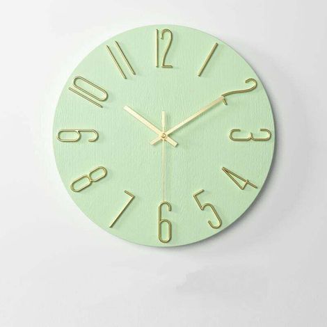 Orologio da parete moderno verde e oro con datario e numeri 3D, movimento al quarzo, 30 cm, per soggiorno, camera da letto, ufficio.
