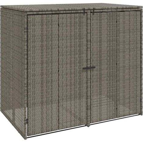 Ensemble de deux poubelles grises, 130 x 80 x 115 cm, polyéthylène. (1/5)