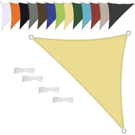 Voile d'ombrage Triangle 3x3x4.3m Imperméable Toile Ombrage UV Protection pour Terrasse Jardin Extérieur- Beige (1/5)