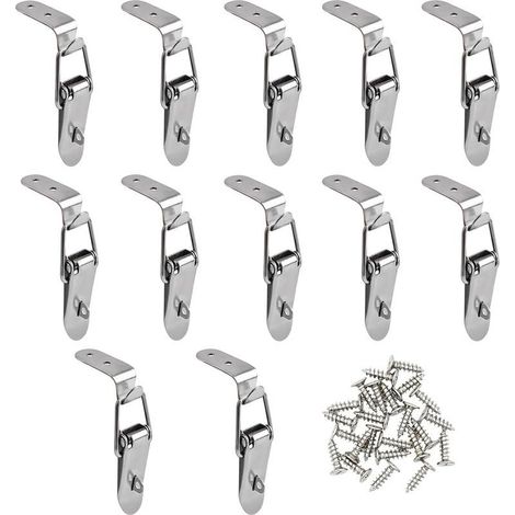 76 x 24mm 12 Pièces Fermeture a Levier,Fermeture à bascule avec Vis, Tirer Bascule Loquet Pour Boîte,Armoire,Tiroir,Coffre à Outils (1/5)