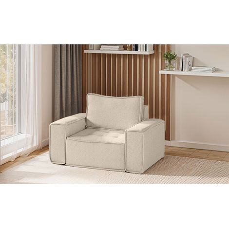 Sessel Designersessel SANDE Stoff Raven Creme (1/3)