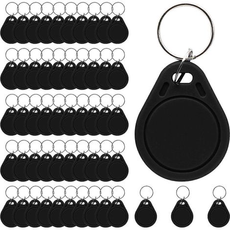 Porte-clés RFID réinscriptibles 125 kHz T5577, paquet de 50, noirs, pour le contrôle d'accès à courte portée et le clonage. (1/5)
