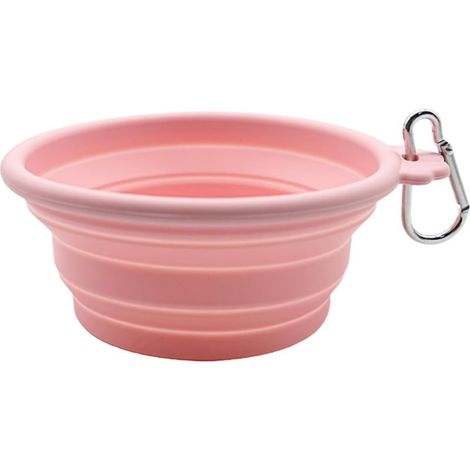 Dog bowl – Pet bowl – Collapsible silicone design – Leak-proof – Lightweight – Suitable for outdoor use, e.g., beach, park, camping, 12.7 cm, pink (1/5)