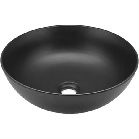 Lavabo da appoggio a ciotola 38,5 cm nero opaco in ceramica Espeon (1/4)