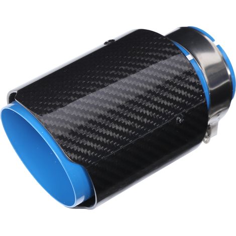 Tube d'échappement pour voiture 54-89 mm, sortie latérale droite unique, finition brillante, aspect fibre de carbone, acier inoxydable bleu (1/5)