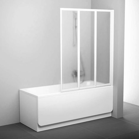 Ravak Supernova - Schermo da bagno pieghevole in tre parti VS3 130, 130x140 cm, bianco/grape 795V0100ZG (1/3)