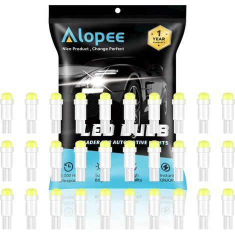 Lot de 30 Ampoule T5 LED Blanc 12V COB Pour Tableau De Bord Auto Compatible W1.2W (1/5)