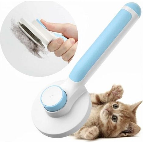 (Blue)Dog Cat Brush, Self-Cleaning Dead Hair Brush for Cat Dog Long Short Hair to Effectively Remove up to 95% of Dead Hair and Tomentose Undercoat Tangles Dead (1/5)