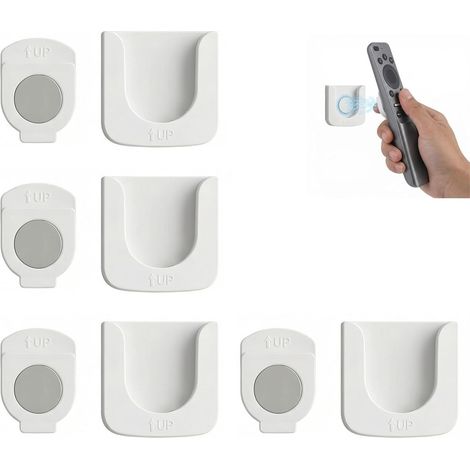 Soporte de pared de 4 piezas para control remoto, color blanco, para control remoto de aire acondicionado, ideal para el hogar, la oficina o el hotel. Organizador de pared multifuncional para toma de  (1/5)