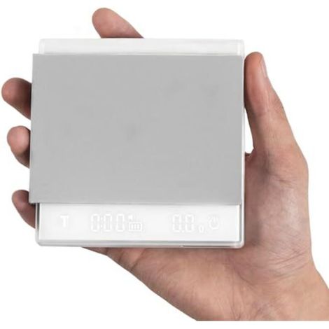 Mini coffee scale with timer, rechargeable espresso scale with gravity sensor, 2 kg/0.1 g precision scale for espresso and filter coffee, digital kitchen scale, white ES6034W-OS (1/4)