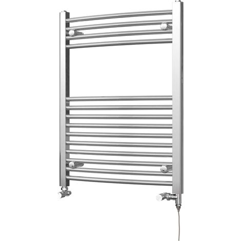Zennor - Chrome Dual Fuel Towel Rail H800mm x W600mm Standard - Curved (1/3)
