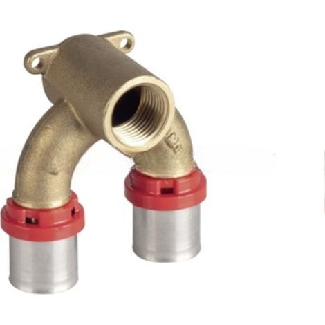Coude double à sertir multicouche Ø20 - femelle 1/2'' (15/21) platine en U - Tiemme