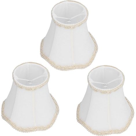 Abat jour, 3pcs Abat-jour de Lampe En Tissu Blanc E14 Clip Sur Applique Murale Bougie Lustre Octogonal Cloche Chevet Décoration Intérieure Pour Lampadaire Lampe De Table 13x12x8cm (1/5)