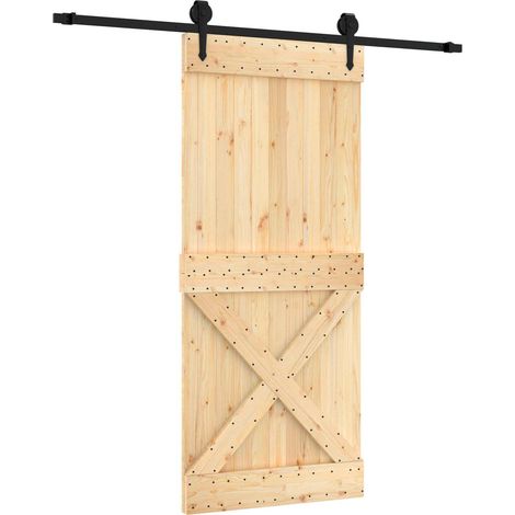 Porte coulissante Naturel et noir 90 x 210 cm vidaXL (1/5)