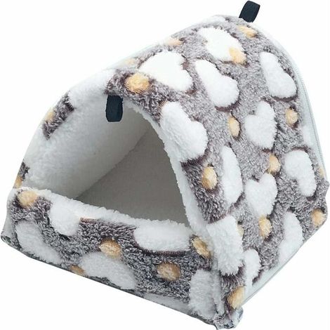 Small Pet Hanging Nest Bed Cute Soft Warm Coral Velvet Hammock Play Cage for Hamster Squirrel Ferret Gerbil Chinchilla Hedgehog,Brown,L (1/5)