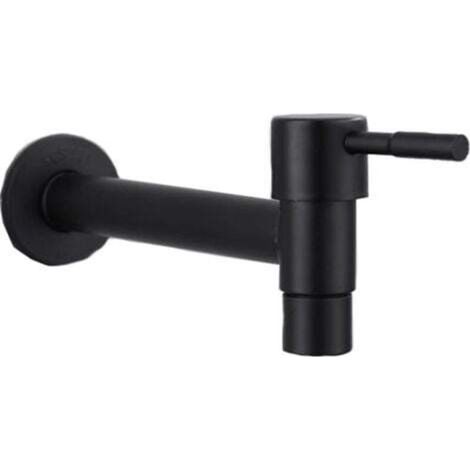 Mopp-Pool-Armatur, schwarze Wandarmatur, Wandarmatur, Kaltwasserarmatur, Badezimmerwaschbecken, langer Balkon (schwarz) - Waschbeckenarmatur