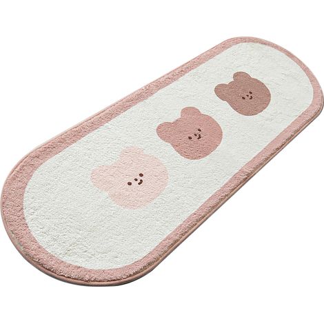 Tapis de sol ovale doux et mignon à motifs d'animaux de dessin animé, idéal pour la chambre à coucher ou la maison (ours brun). (1/5)
