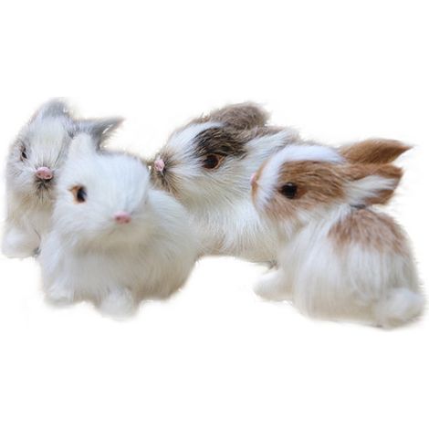 4 Plüschhasenfiguren, realistische Miniatur-Stofftiere, verschiedene Modelle zur Dekoration für Zuhause (1/2)