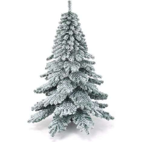 Albero di Natale innevato 180cm, abete artificiale con base metallica e foglie spesse (1/4)
