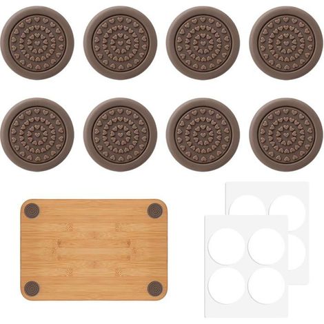 Lot de 8 pieds caoutchouc autocollants – Antidérapants planches à découper – Silicone amortissant (1/5)