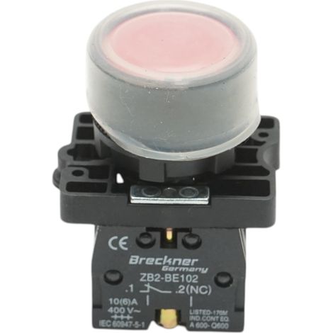 Pulsante di comando rosso con coperchio protettivo 1NC, 400V/10A, LAY5-EP42, IP65 Breckner Germany (1/4)