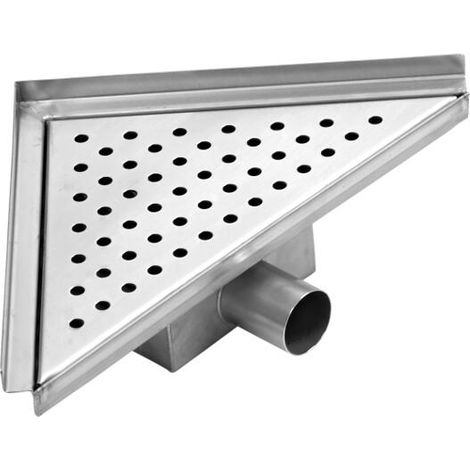 Milano 262mm Corner Brushed Stainless Steel Shower Drain with Grate