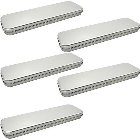 étuis à crayons en fer-blanc dépoli à une seule couche, boîte à crayons rectangulaire en métal pour étudiants (-Silver