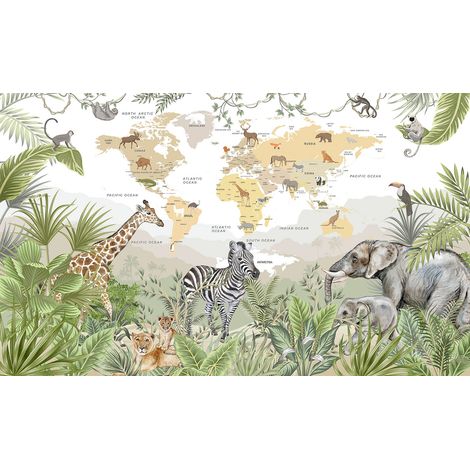 Papier peint panoramique Enfants - Carte du Monde - 130 cm x 78 cm (1/2)