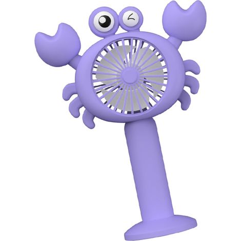 Ventilateur portable de poche rechargeable USB, motif dessin animé, à suspendre autour du cou ou à emporter en voyage (mini ventilateur violet). (1/5)