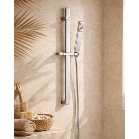 Exagonshop Asta doccia con saliscendi doccetta quadra in ottone